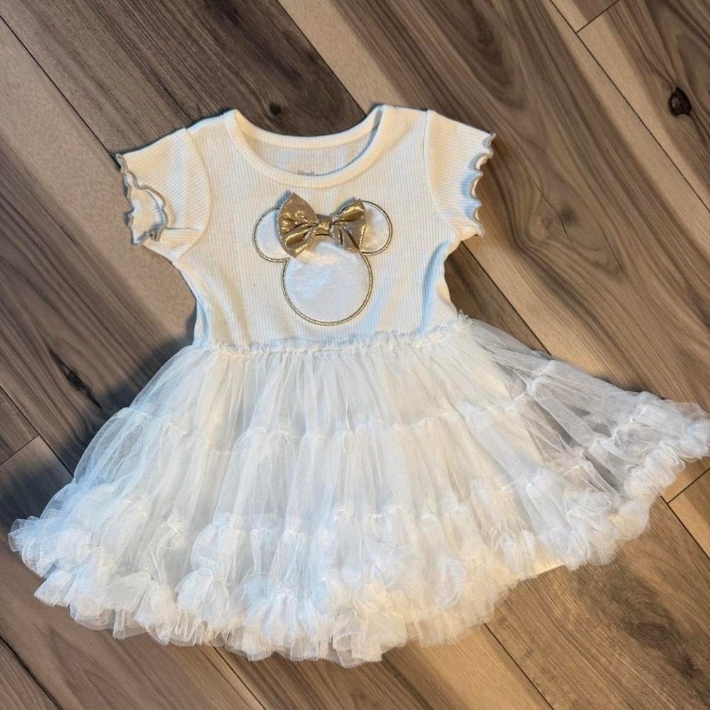 Disney Minnie Mouse white baby dress, size 18M